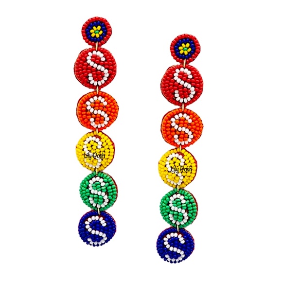 Skittles Candy Earring, Beaded Candy Earring, Lily Posh - Picture 1 of 2